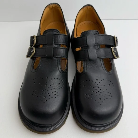 Vintage Dr. Martens England 8065 Black Platform Double Strap Mary Janes UK 6 - Picture 3 of 16